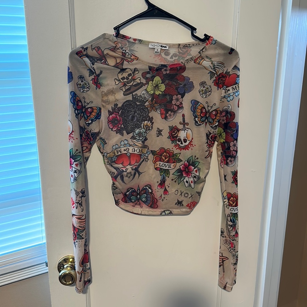 Skull heart mesh shirt